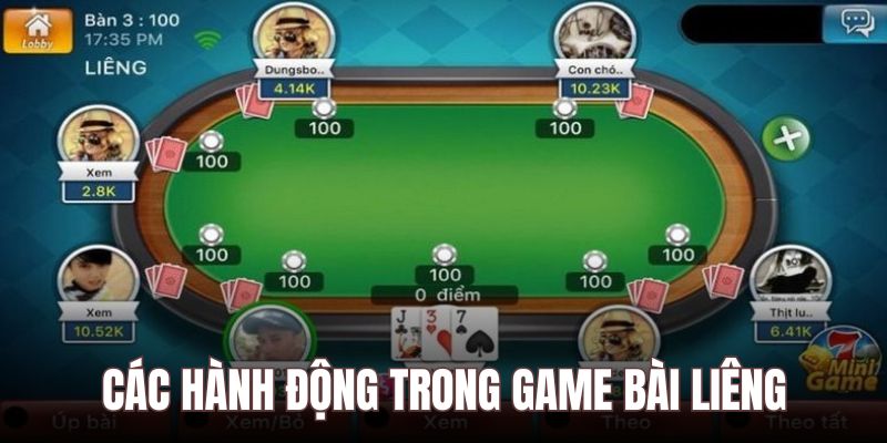 Liêng có nhiều hành động thú vị cho khách hàng lựa chọn